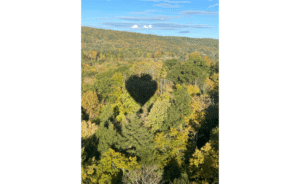 The shadow of a hot air balloon, taken in the fall of 2024, near Ithaca, NY