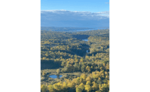 Beautiful vista of a fall scene near Ithaca, NY, from a hot air balloon