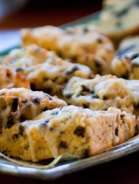 A platter of freshly baked golden brown scones